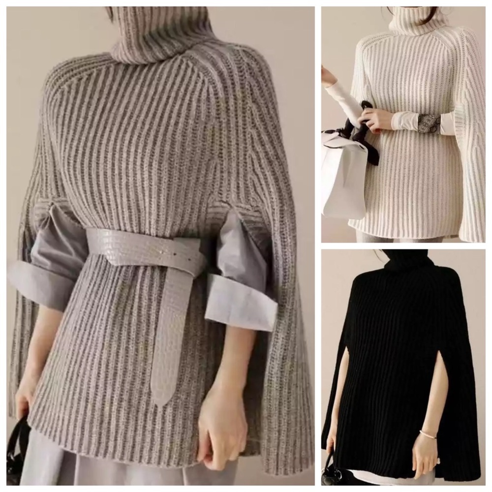 🌺 The Tosca Turtleneck Sweater Cape - Picture 2 of 8